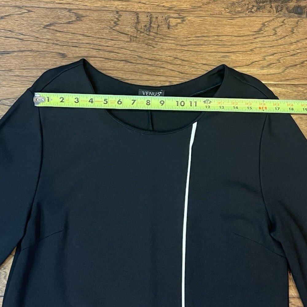 Venus Black Dress Women's Size XL X-Large White Long Sleeves Classic LBD - Picture 7 of 14